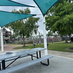 Millennium Park - Seating area between playground and splash pad