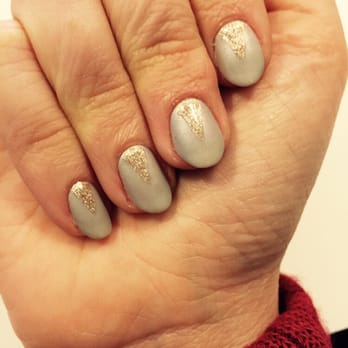 Lien’s Beauty Craft - Matte gray gel with gold triangle detail! - Nail Salons Near Me - San Francisco, California Lien’s Beauty Craft - Matte gray gel with gold triangle detail! - Nail Salons Near Me - San Francisco, California