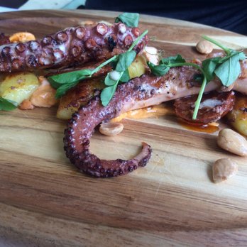 Avocado Grill - Octopus (Chorizo, Fingerling Potatoes, Marcona Almonds, Smoked Paprika Aioli, $15)- 4.5/5 stars - Tapas/Small Plates Near Me - West Palm Beach, Florida Avocado Grill - Octopus (Chorizo, Fingerling Potatoes, Marcona Almonds, Smoked Paprika Aioli, $15)- 4.5/5 stars - Tapas/Small Plates Near Me - West Palm Beach, Florida