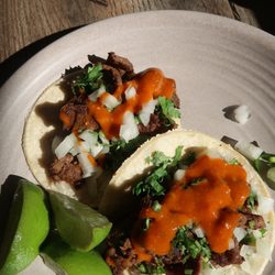 Lichis Mex - Asada tacos with our spicy red salsa