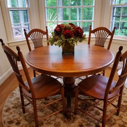 Finish Pros - Kitchen table refinished to match chairs. A rich natural cherry tone with the final finish in a durable dull rubbed sheen catalyzed lacquer