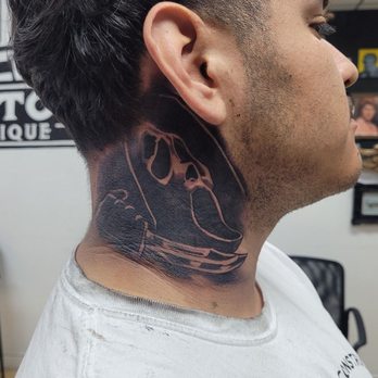 Ray - Neck Tattoo.Ghost from Scream. - Tattoo Near Me - Long Beach, California