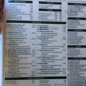 Eric's Restaurant - Extensive dinner menu. - Chinese Near Me - San Francisco, California