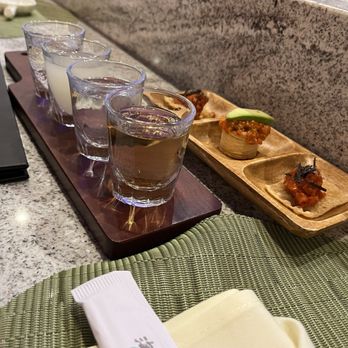 Sushi Umi - Fruity and sparkling sake flight - Sushi Bars Near Me - Tysons, Virginia