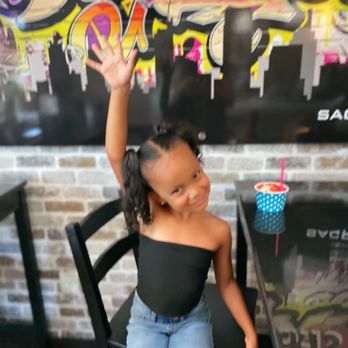Urban Desserts - My happy girl with her vanilla frozen yogurt and strawberry popping boba - Desserts Near Me - Gold River, California Urban Desserts - My happy girl with her vanilla frozen yogurt and strawberry popping boba - Desserts Near Me - Gold River, California