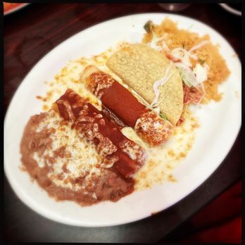 El Molcajete Mexican Resturant - Combination platter: enchilada, burrito, taco, with rice & beans - Mexican Near Me - Riverdale, New Jersey