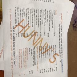 Hunny's - Menu