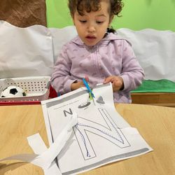 Akari practicing cutting.