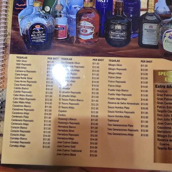El Tapatio - Their amazing tequila menu - Mexican Near Me - Parachute, Colorado