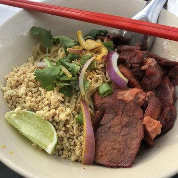 Immm Rice and Beyond - Bamee Mhoo Dang Hang (BBQ Pork Noodles) - Thai Near Me - Chicago, Illinois Immm Rice and Beyond - Bamee Mhoo Dang Hang (BBQ Pork Noodles) - Thai Near Me - Chicago, Illinois