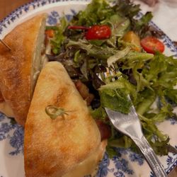Turkey and avocado with vinegarette salad.