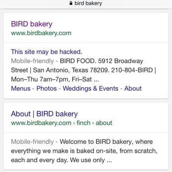 Bird Bakery - Beware their website. Google says it may be hacked. - Desserts Near Me - San Antonio, Texas