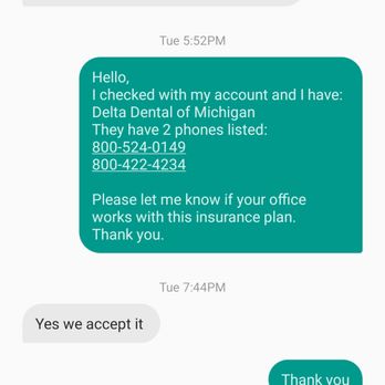 Titan Dental Care - Text conversation with the office - Cosmetic Dentists Near Me - Sterling, Virginia