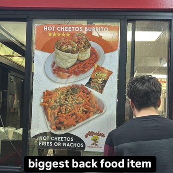 Alfredo's Mexican Food - Hot Cheetos Burrito poster ad - Mexican Near Me - El Monte, California Alfredo's Mexican Food - Hot Cheetos Burrito poster ad - Mexican Near Me - El Monte, California