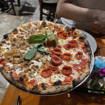 Graziella's - Half sausage and onion pizza and half pepperoni - Italian Near Me - Brooklyn, New York