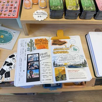 Ink Paper Crafts - sample of travel journal displayed - Cards & Stationery Near Me - Santa Barbara, California