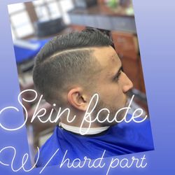 Hawthorne's Finest Barbershop - Skin fade w/ hard part done right!