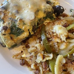 Spinach omelet with mushrooms and sausage added Spinach omelet with mushrooms and sausage added