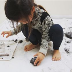 Cassidy Preschool - Hand to toe happiness. Counting down the days to a month of clay exploration.