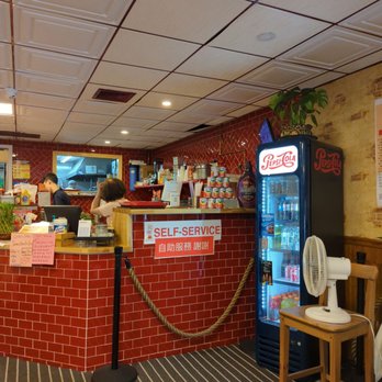 Marathon Cafe - Ordering counter and self serve drink fridge - Chicken Wings Near Me - Little Neck, New York