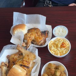 Perry’s Gourmet Flaming Chicken - Half grilled chicken, mac n cheese, fried okra