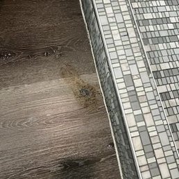 Stain dog poop footprint in bathroom. Bathroom smelled HORRIBLELY of dog and dog hair in shower.
