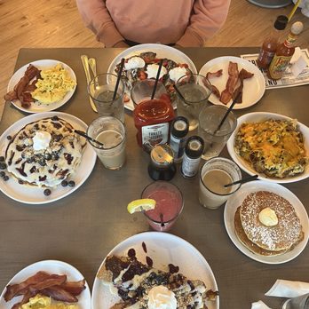 Brunch House - blueberry strudel french toast and pancakes, pb stuffed french toast, and farmers scram - Breakfast & Brunch Near Me - Grand Rapids, Michigan