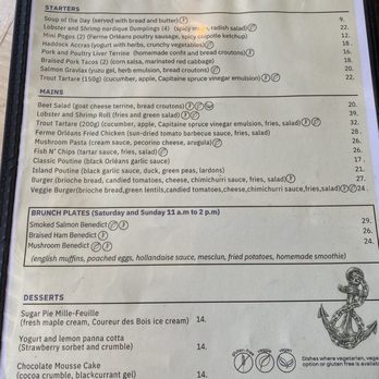 La Goéliche - Menu in English - Hotels Near Me - Sainte-Pétronille, Quebec