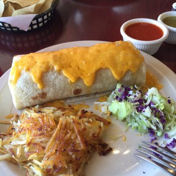 Moreno's Mexican Grill - Santa Fe breakfast burro, with a side of perfectly cooked hash browns - Mexican Near Me - Mesa, Arizona Moreno's Mexican Grill - Santa Fe breakfast burro, with a side of perfectly cooked hash browns - Mexican Near Me - Mesa, Arizona