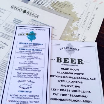 Great Maple - Happy hour menu - New American Near Me - Newport Beach, California