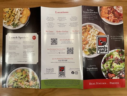 Menu photo 1 Presto Pasta Simi Valley, CA