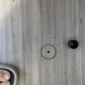 Buses’n Bugs - Hole saw to hold table post. Looks awful - Car Brokers Near Me - Houston, Texas