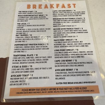 Cape Cod Coffee - So many yummy breakfast dishes to choose from!! - Coffee & Tea Near Me - Mashpee, Massachusetts