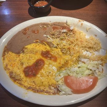 La Tapatia - Tex-Mex plate, 2 Cheese Enchiladas, rice and refried beans - Mexican Near Me - Leander, Texas