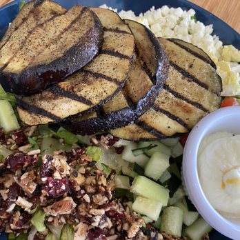 Maya's Modern Mediterranean - Garlic Roasted Grilled Eggplant - Mediterranean Near Me - Dallas, Texas