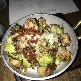OLIVIA - Brussel sprouts (8 dollars) - Parmesan and crispy prosciutto. Needed more char. - Italian Near Me - Tampa, Florida OLIVIA - Brussel sprouts (8 dollars) - Parmesan and crispy prosciutto. Needed more char. - Italian Near Me - Tampa, Florida