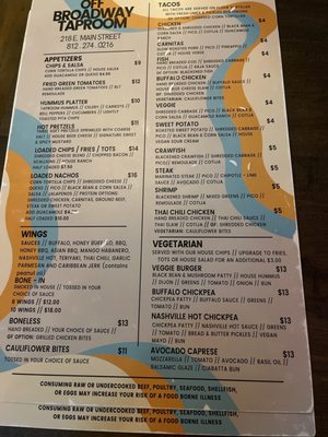 Menu photo 2 Off Broadway Taproom Madison, IN