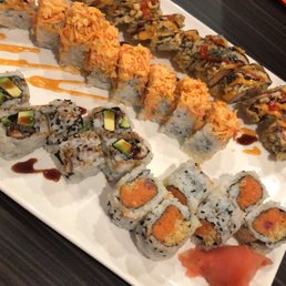 Volcano, dynamite, eel avocado and spicy tuna rolls.