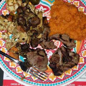 Sharky's Woodfired Mexican Grill - Ordered the power meal - steak, yams and veggies - Mexican Near Me - Palmdale, California