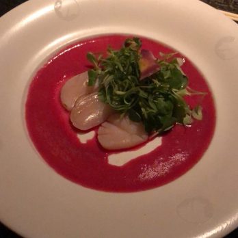 Nobu Washington D.C - Scallop dish with the beet dressing and greens. - Japanese Near Me - Washington Dc, District of Columbia