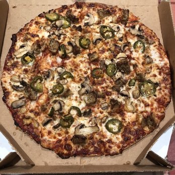 Domino's Pizza - Thin crust, Italian sausage, mushrooms, jalapeños - Delicious - Pizza Near Me - Liberty Hill, Texas