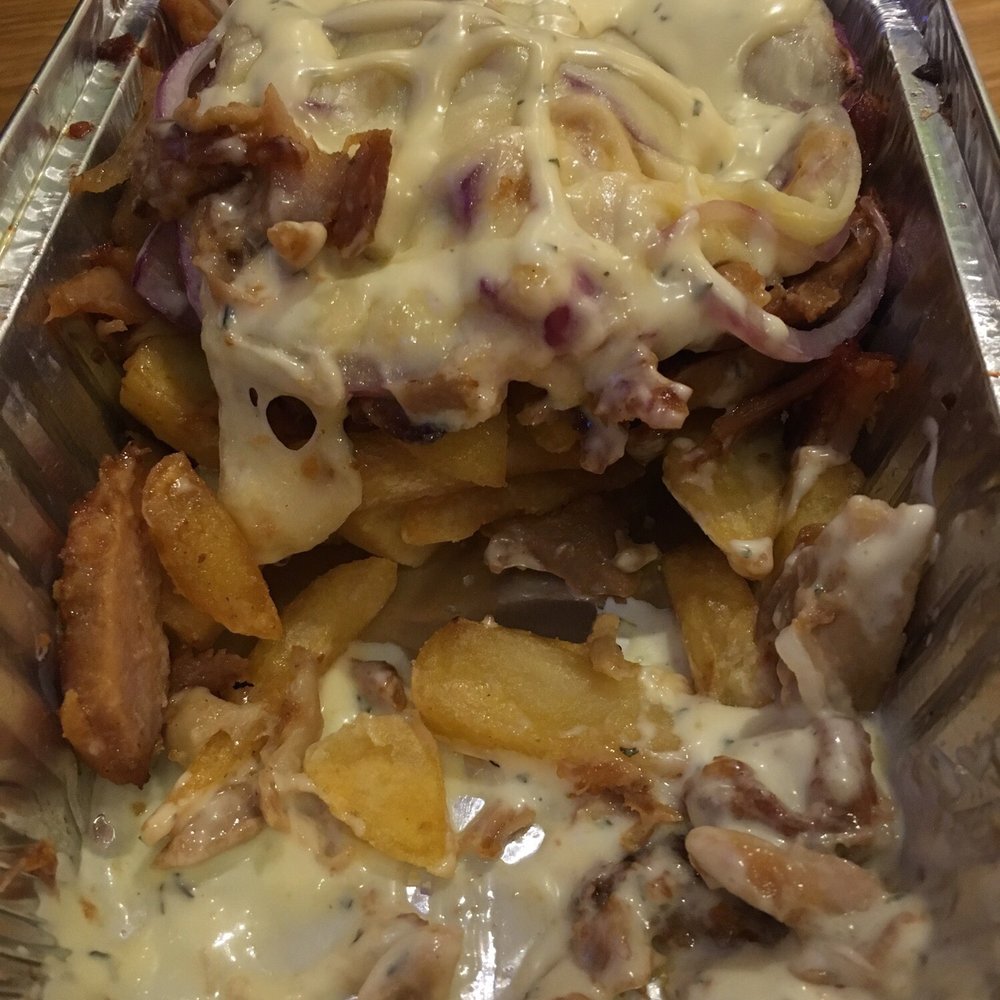 Oops I ate half before taking a photo! Their loaded fries with a name I can't spell... falasas? Oops I ate half before taking a photo! Their loaded fries with a name I can't spell... falasas?