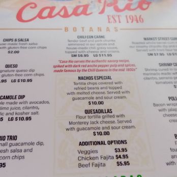 Casa Rio - Food menu - Mexican Near Me - San Antonio, Texas