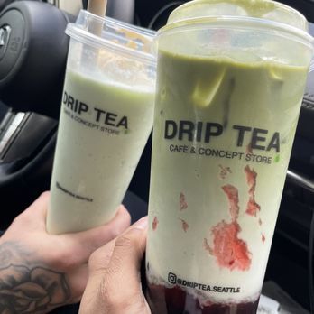DRIP TEA - Honeydew Smoothie and strawberry milk matcha milk tea - Bubble Tea Near Me - Seattle, Washington