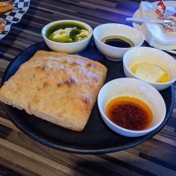 Office Bar I - 06/24/24 Bread and all the Spreads - Sea Salt Focaccia, Butter with Garlic Oil, Chile Oil, Ricotta with Basil, Truffle Oil with Balsamic - Beer, Wine & Spirits Near Me - Las Vegas, Nevada Office Bar I - 06/24/24 Bread and all the Spreads - Sea Salt Focaccia, Butter with Garlic Oil, Chile Oil, Ricotta with Basil, Truffle Oil with Balsamic - Beer, Wine & Spirits Near Me - Las Vegas, Nevada