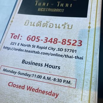 Thai Thai - Menu - Thai Near Me - Rapid City, South Dakota Thai Thai - Menu - Thai Near Me - Rapid City, South Dakota