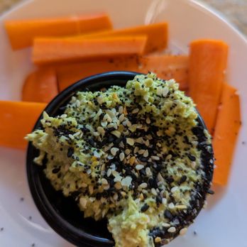Rutabegorz - Monthly dip: Edamame Hummus w/ Everything but the Bagel season and carrots. - Vegetarian Near Me - Tustin, California Rutabegorz - Monthly dip: Edamame Hummus w/ Everything but the Bagel season and carrots. - Vegetarian Near Me - Tustin, California