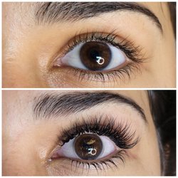 Virtue Lash - Before and after. Classic set natural looking lash extensions. Isolation on point