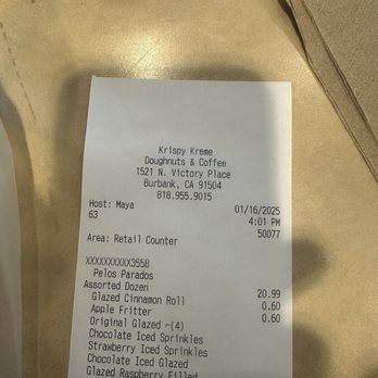 Krispy Kreme - PROOF OF PURCHASE - Donuts Near Me - Burbank, California