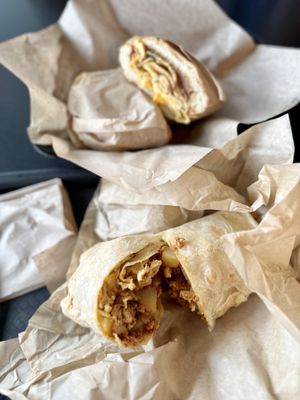 Photo of Lolita's Mexican Food - San Diego, CA, US. Jaime's Special Torta (top) and Chorizo, Potato, & Egg (bottom)